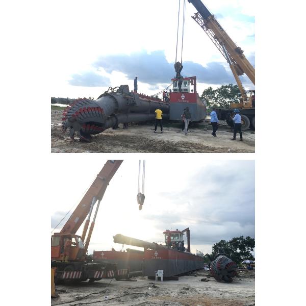 Powerful Diesel Engine Cutter Head River Dredger With Square Shape Up To 3000m Discharge Distance