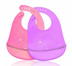 China Waterproof Soft Silicone Baby Apron Bib Easily Wipes Clean Customized Size on sale