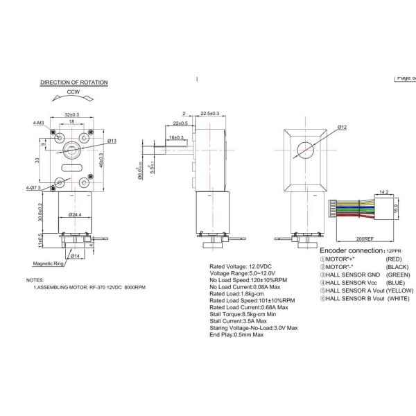 Micro Motor Encoder For Smart Home Appliance , 12v DC Motor With Encoder