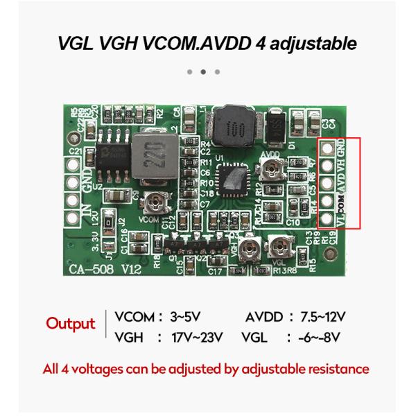 CA-508 12v Boost board module LCD LED TCON board VGL VGH VCOM.AVDD 4 adjustable
