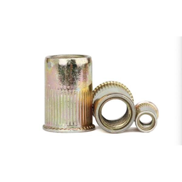 Yellow Chromate Plated M12 Rivet Nut , Metric Knurled Insert Nut