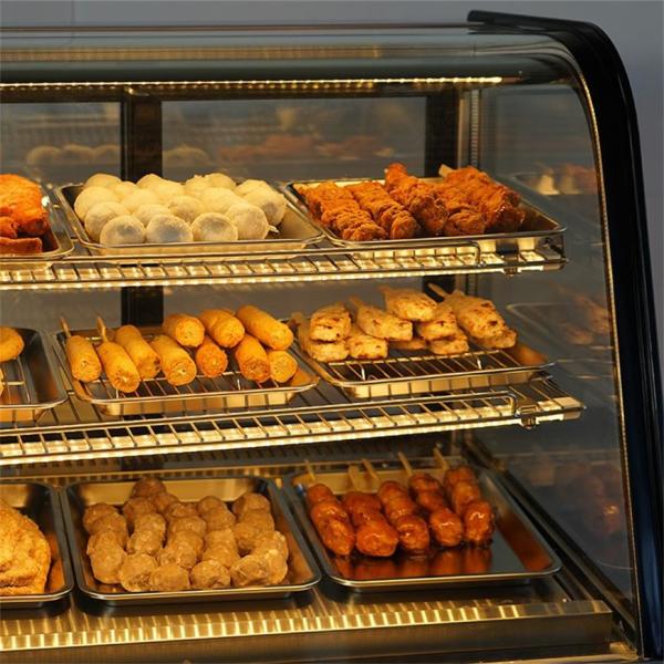 Curved Rounded Glass Door Cake Display Refrigerator Stainless Steel 160L