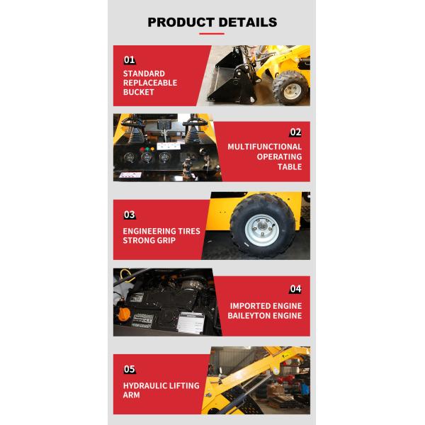 High Load Moment Mini Skid Steer Loader Robust Performance for Construction Site