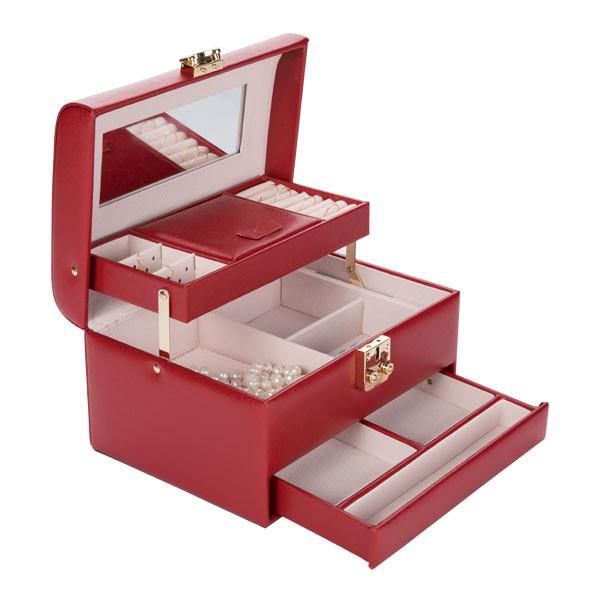 Leather Luxury Jewelry Box 1 Mirror On Top Lid For Packaging Gift Square Shape