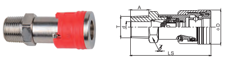 Brass Close Type Pneumatic Quick Coupling 1.0Mpa Male Connection