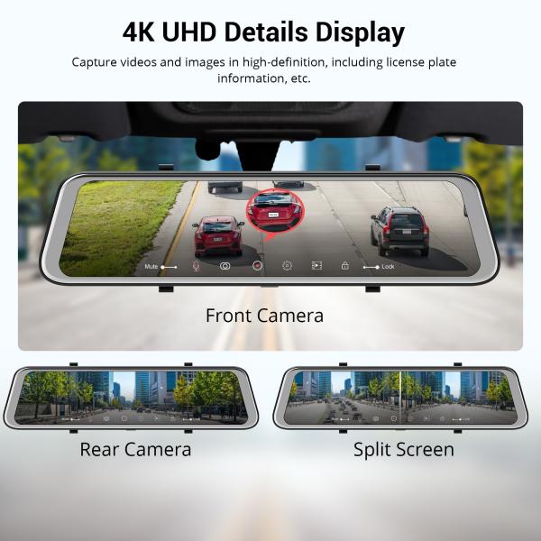 12" Car GPS Dashboard Camera Rearview Mirror Dash Cam DVR 4G 1080P WIFI APP