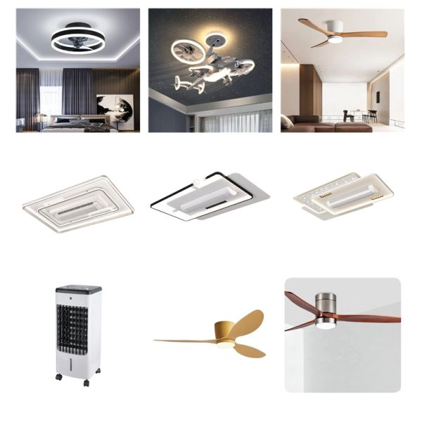 New Design Bladeless Modern Square Led Ceiling With Light Remote Control White Invisible Fan Lamps for Living Room