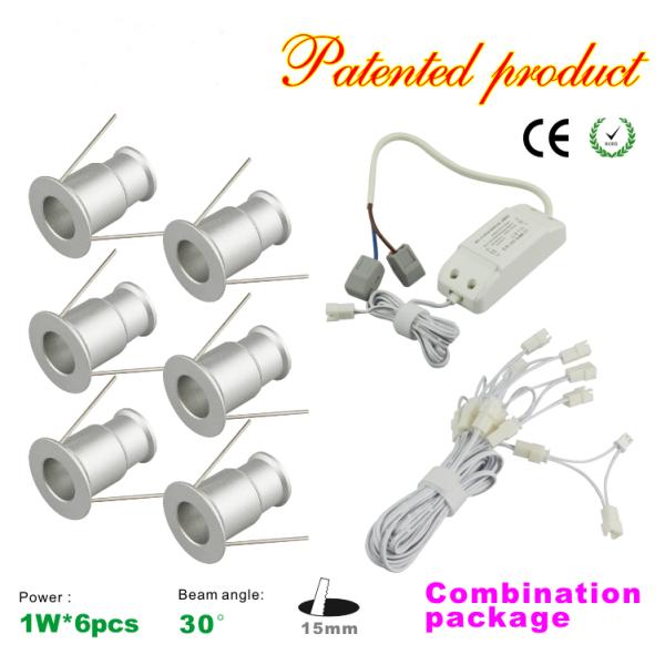 Mini 1W LED Downlight 6pcs+LED Drive Kit Dimmable Recessed LED spotlight