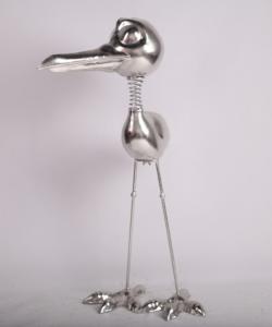 Quality OEM Metal Bird Animal Garden Ornament Silver Indoor Decoration for sale