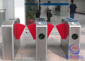 China Pedestrian RS485 Security Flap Barrier Turnstile , 304# Stainless Steel Gate Barrier System on sale
