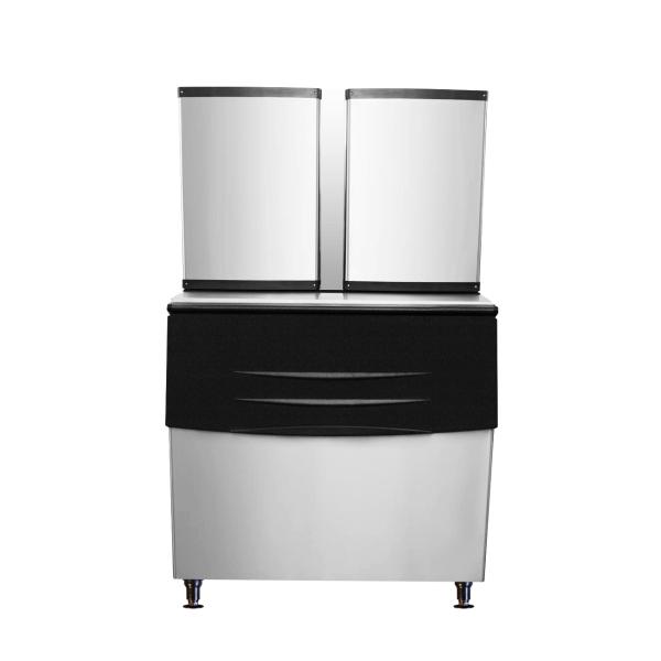 Commercial Single-Temperature Ice Machine 220V Refrigerator LED Light Fan Cooling Bar Drink Single-Type Ice Cube Make