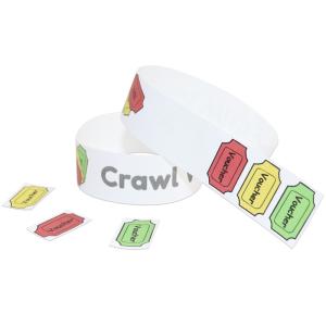 Barcode Customizable Event Wristbands , Adjustable Paper Bracelets For Events