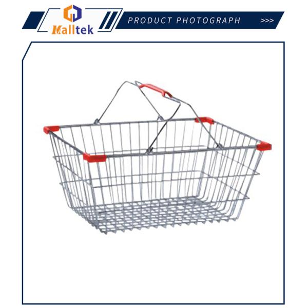 28L Chrome Plated Iron Wire Mesh Shopping Baskets With Handles