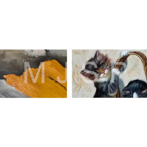 Blue Gold Foil Abstract Landscape Oil Painting On Canvas Hand Painted Modern Textured Medium Oil