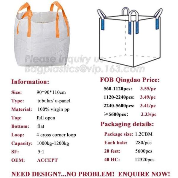high quality recycling 1.5 ton pp woven big bulk bag for agricultural product,Polypropylene woven big bag / FIBC bulk ba