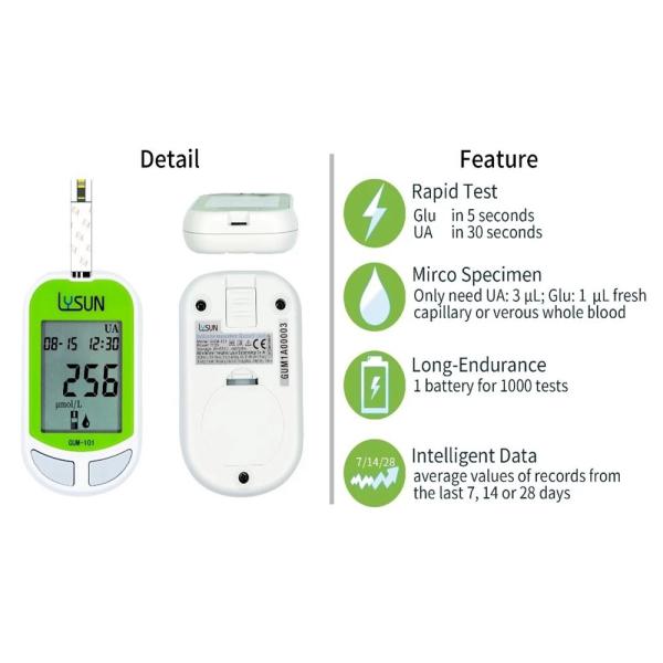 02 Intelligent Model Multifunctional Analysis Meter Glucose Uric Acid