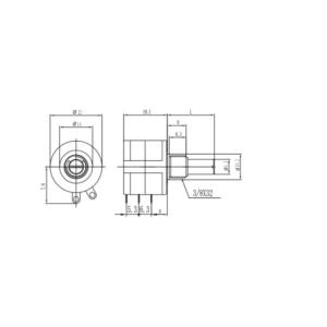rotary potentiometer, wire wound potentiometer, potentiometer with metal shaft