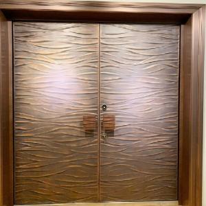 Quality Cast Bronze And Copper Exterior Front Double Doors For Villa Apartment for sale