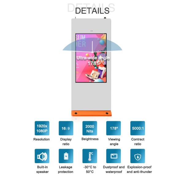 Airport 21.5 - 100 Inch Outdoor LCD Screen Built - In CPU Speaker Light Sensor