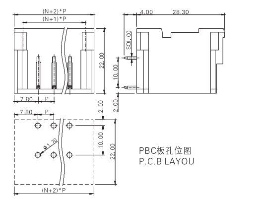 Verticle Pluggable Terminal Block Double Layer 5.08mm Pitch Pin Header