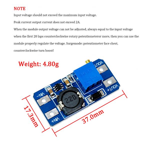 Mounting Type MT3608 2A 2-24V DC-DC Boost Converter Board for Adjustable Power Supply