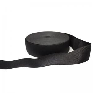 China Black Polyester Knitted Elastic Tape 2.5cm Wide Knit Elastic For Garments on sale