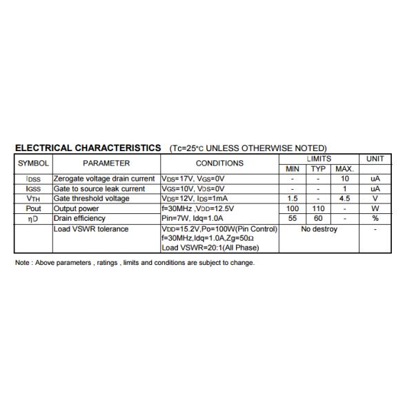 RD100HHF1 25A 12.5W Mosfet Power Transistor For HF High Power Amplifiers