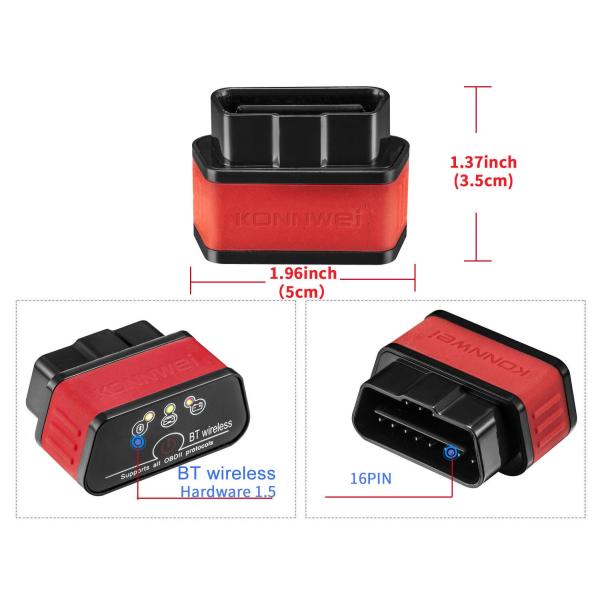 Mini device KONNWEI ELM327 wireless Android Car Scanner Bluetooth Vehicle Scanner OBD2