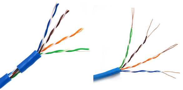 Solid Copper 4 Pair 8 Cores Flexible Network Cable HDPE Insulated PVC Sheathed Cat 5e UTP Lan