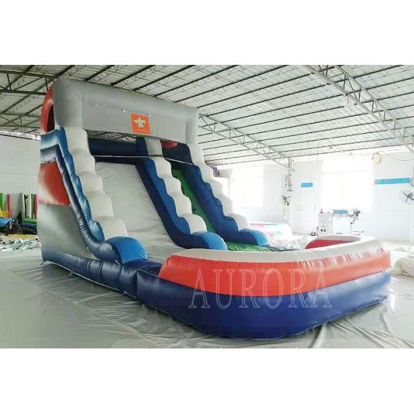 Blue And White Inflatable Outdoor Slide For Toddlers With Digital Printing