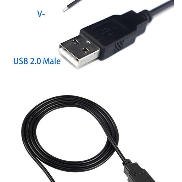 5V USB to Open Stripped Tinned Bare Wires End Pigtail Power Charger Cable for LED Strip Light Lamp