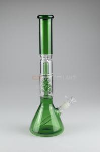 Quality Green Conical Flask Base Smoking Water Pipe With Coil Showerhead for sale