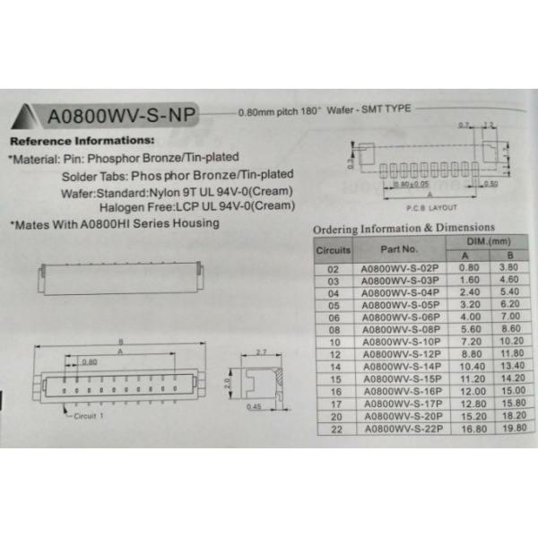 One Row Insulation Displacement SUR Connectors with Gold flash Phosphor Bronze Contact