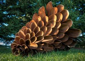 China Corten Steel Rusty Pine Cone Sculpture , Modern Metal Landscape Sculpture on sale