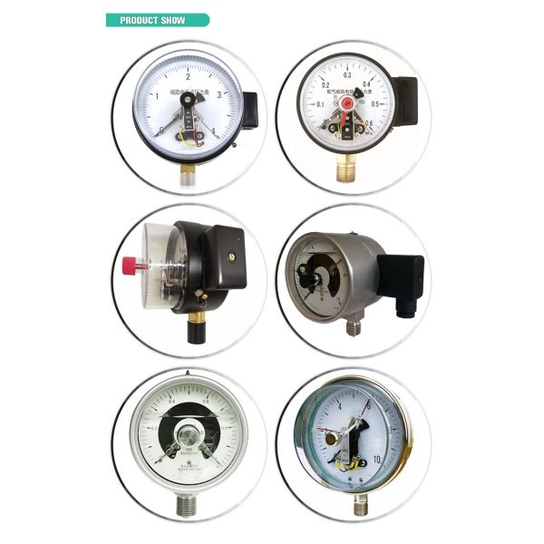 1.6MPa black steel case 1/2"bsp M20X1.5 6 inch electric contact dual scale manometer pressure gauge price