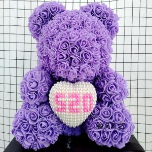 Quality Popular Rose Bear Foam Rose Teddy Bear With Pear Heart For Valentines Day for sale