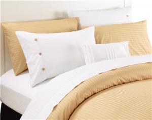 China Sateen Stripe Sheets Polyester Cotton Bedsheets 4pcs Flat sheet Fitted sheet Pillowcase on sale