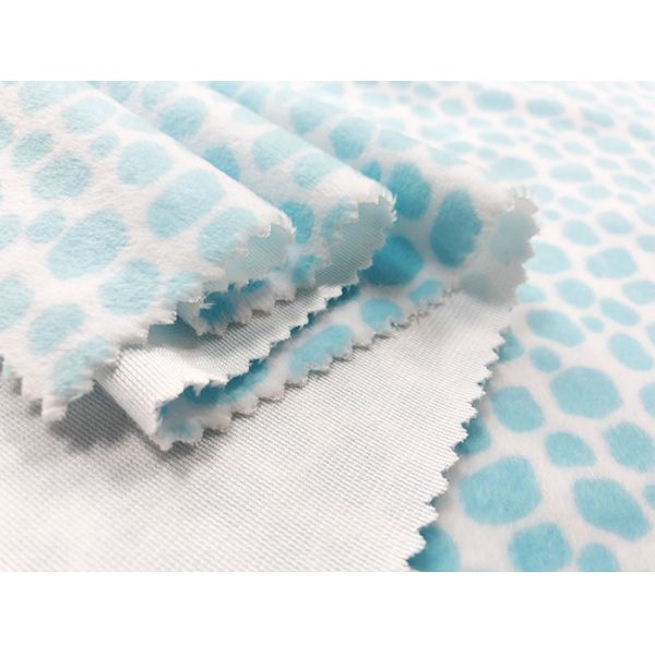 210GSM 100% Polyester Velvet Fabric Fleece Material Blue Leopard Print