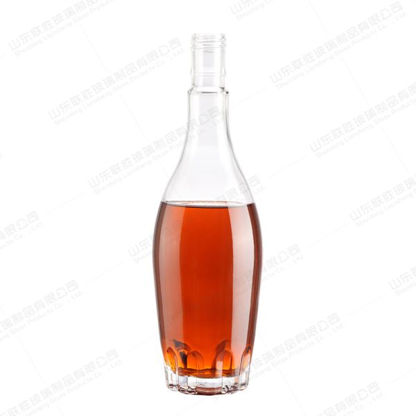 Glass Collar Custom 700ml Whiskey Liquor Empty Glass Bottle for Vodka Wine 750ml