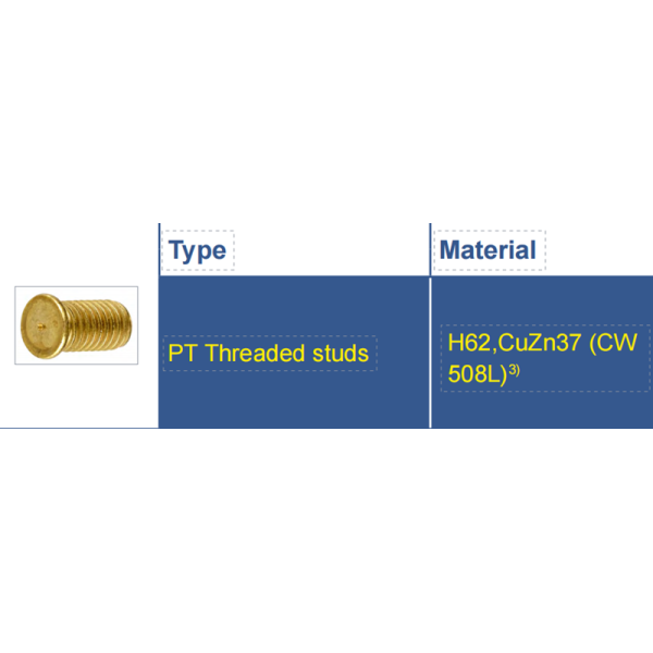 Brass Threaded Capacitor Discharge Welding Studs CD WELD STUDS M3 M4 M5