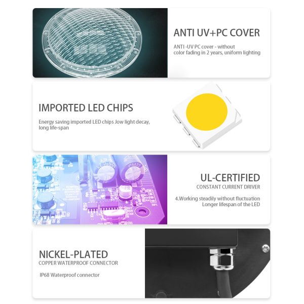 Color Change Waterproof Led Pool Light External Control Low Voltage ABS IP68