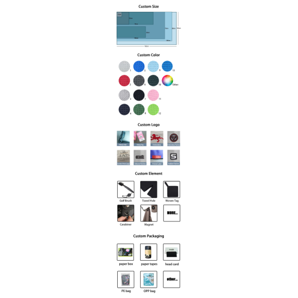 Wholesale Plain Bulk Custom Logo Golf Accessories Embossed Printed Microfiber Waffle Magnetic Magnet Microfiber Golf Towel