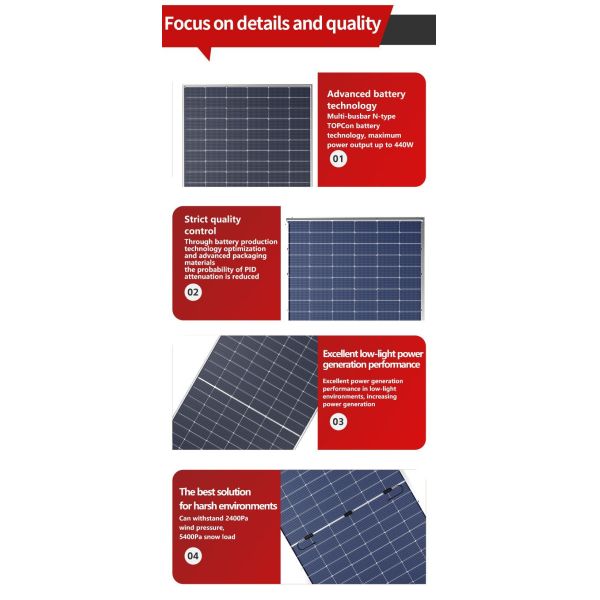 Hot Selling 580W-590W Monocrystalline Solar Panel Module 158.75mm Transparent CE Approved Solar Power Glass N-Type BIPV Hjt