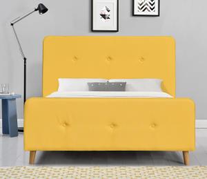 Quality Yellow Tufted Upholstered Platform Bed King Size Casual Looking For bedroom for sale