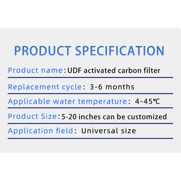 10 Inch Granular Activated Carbon Inline Filter Cartridge for Removing Odor Chlorine
