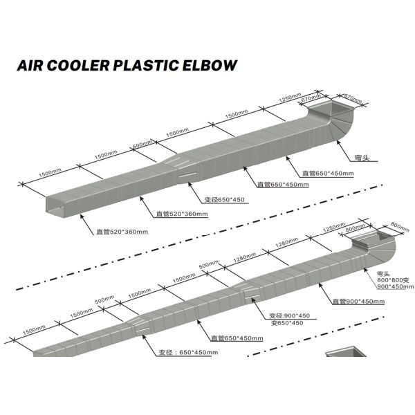 Plastic air duct evaporative air cooler diffuser duct