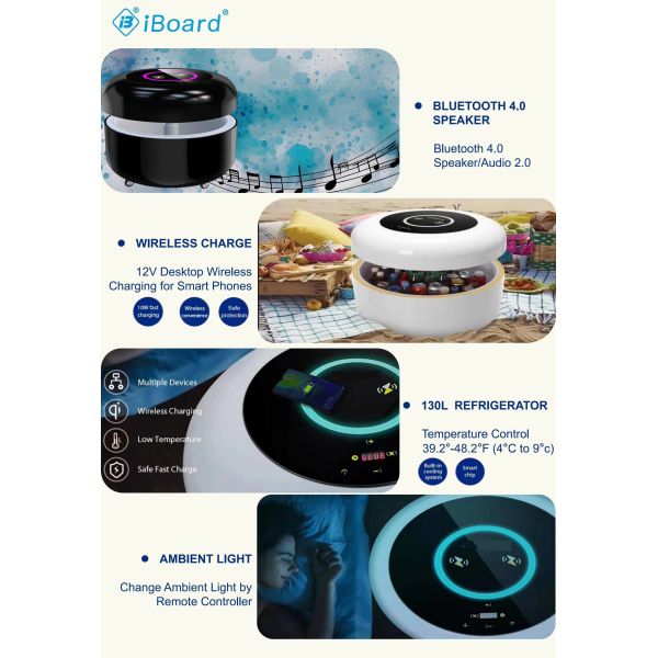 Smart Mobile Refrigerator X1 Portable Withuniversal Wheels Hydraulic Lifting Cover 130L Refrigerator Wireless Charge