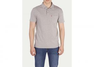 China Grey Polyester Men's Polo Shirts With Pocket On The Left / Short Sleeve Polos on sale