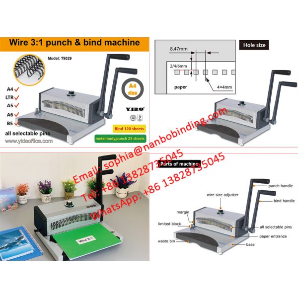 T9029 Electrical spiral binding Punching machine, Steel Double Wire Binding Equipment