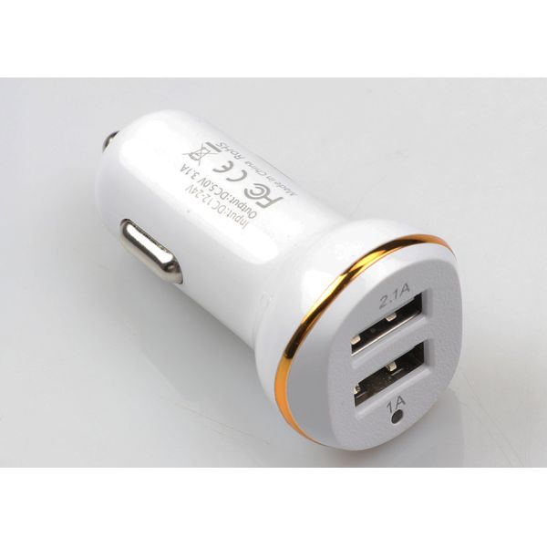 Dual USB Output Car Charger Adapter 5V 3.1A PC Material Over Temperature Protection